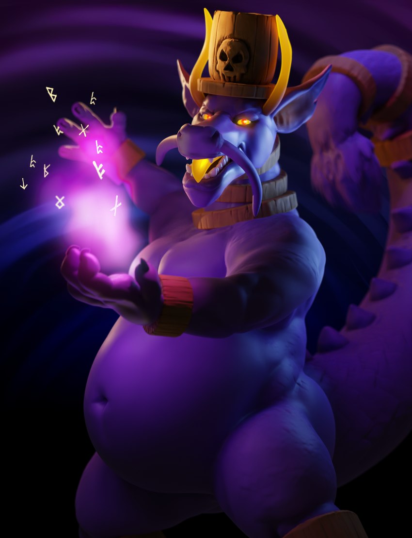 accessory anthro attack barbel_(anatomy) belly big_belly claws clothing collar flesh_whiskers food fur furgonomics glowing glowing_eyes glowing_horn glowing_tongue hairy_tail hat headgear headwear horn looking_at_viewer magic_spell magic_user male navel noodles open_mouth overweight overweight_anthro overweight_male purple_body runes simple_background slightly_chubby solo spellcasting spiked_tail spikes spikes_(anatomy) tail tail_accessory tailband teeth text tongue tongue_out top_hat wristband yellow_eyes obfuscator wolke mythology taboo_dragoo dragon goo_creature mythological_creature mythological_scalie reptile scalie 2022 3d_(artwork) digital_media_(artwork) hi_res