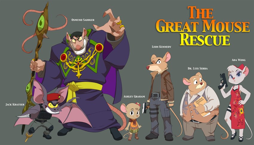 osmund saddler, ashley graham, jack krauser, professor padraic ratigan, luis serra navarro, and etc (the great mouse detective and etc) created by bleedman