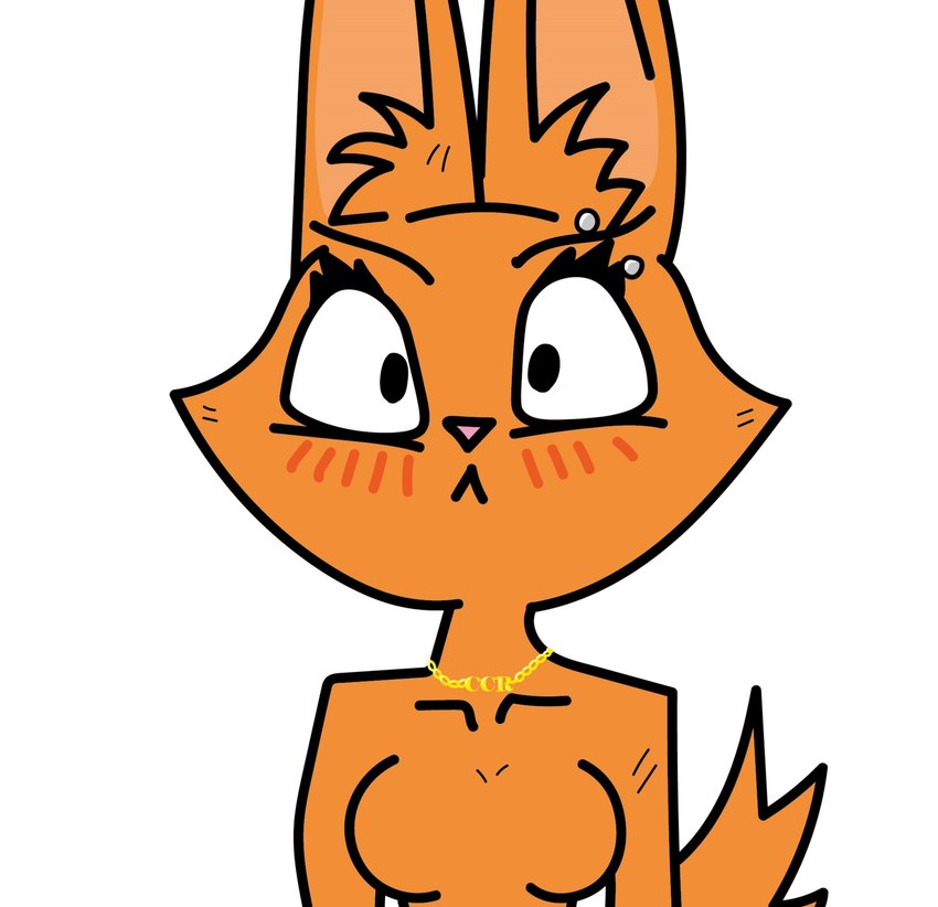 anthro breasts chain ears_up eyebrow_piercing eyeshadow facial_piercing female makeup male male/female nude piercing raised_tail solo tail ccr_graph dreamworks the_bad_guys diane_foxington canid canine fox mammal hi_res