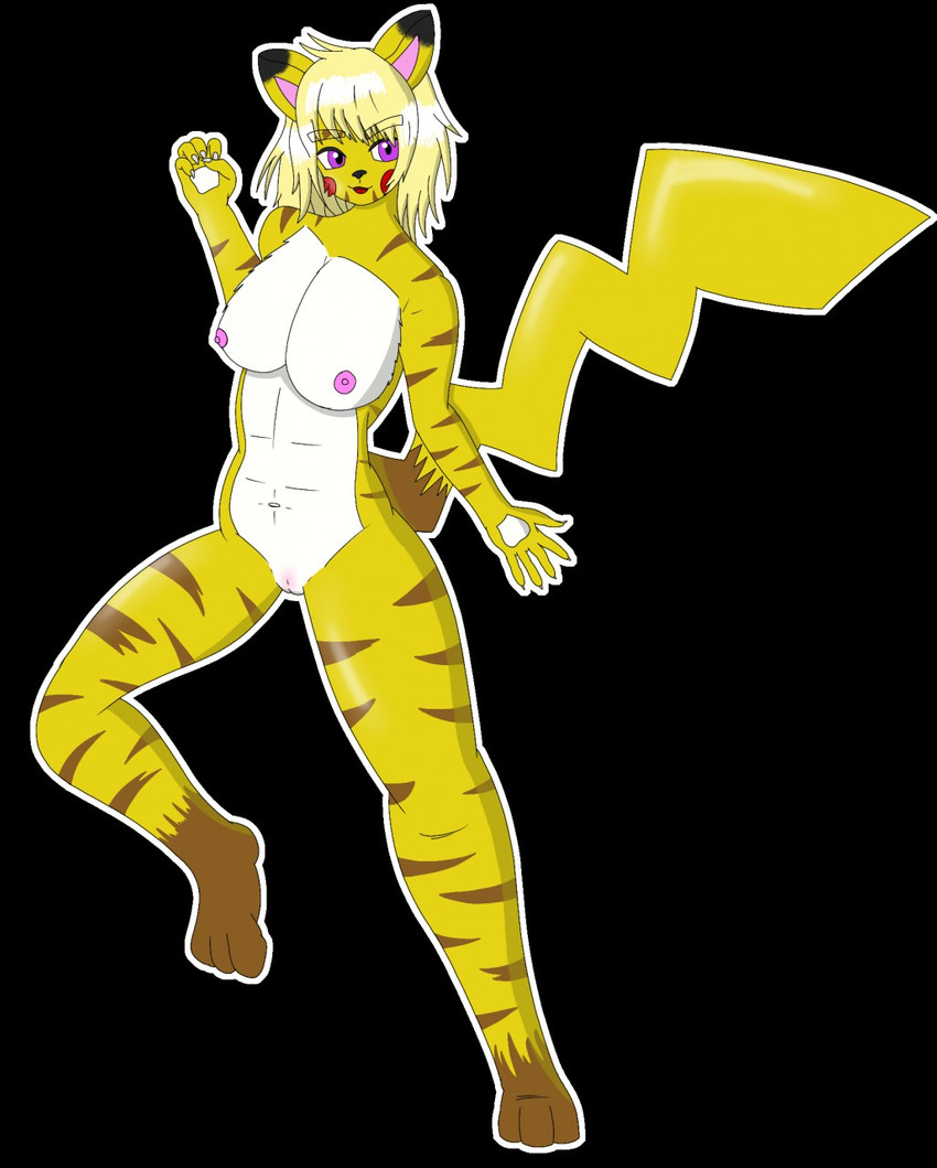 abs alternate_species female genitals humanoidized nipples nude pokemorph pussy solo striped_body stripes ragnarakk nintendo pokemon generation_1_pokemon humanoid hybrid pikachu pokemon_(species) hi_res