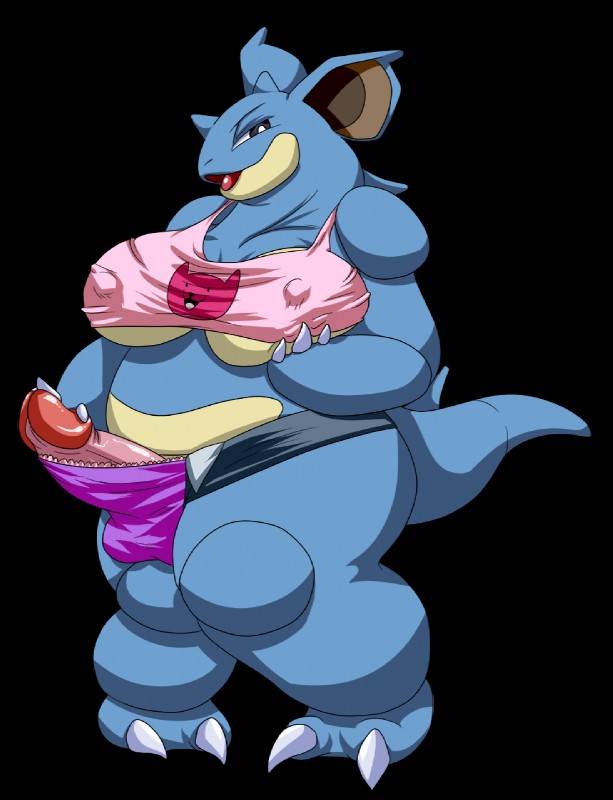 anthro big_breasts big_penis bottomwear breasts bulge clothing denim denim_clothing erection genitals gynomorph humanoid_genitalia humanoid_penis intersex overweight overweight_anthro overweight_gynomorph overweight_intersex penis shirt shorts simple_background solo topwear wide_hips glacierk nintendo pokemon generation_1_pokemon nidoqueen pokemon_(species) alpha_channel hi_res