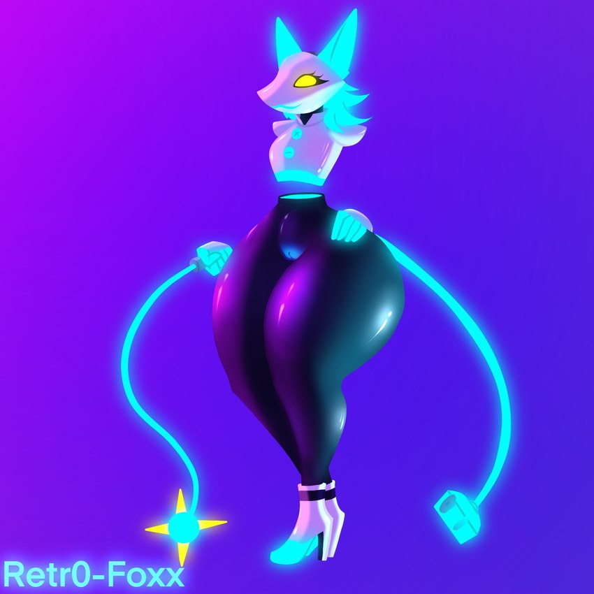 anthro blue_body blue_fur clothing curvy_anthro curvy_female curvy_figure electrical_plug eyelashes female floating_hands footwear fur genitals glowing glowing_body glowing_eyes glowing_fur glowing_genitalia glowing_pussy high_heels holding_object holding_weapon hourglass_figure hourglass_figured_anthro hourglass_figured_female huge_hips huge_thighs machine pussy shoes solo standing thick_thighs weapon whip white_body wide_hipped_anthro wide_hipped_female wide_hips yellow_sclera retr0foxx deltarune undertale_(series) tasque_manager android felid feline felis mammal robot 1:1 hi_res