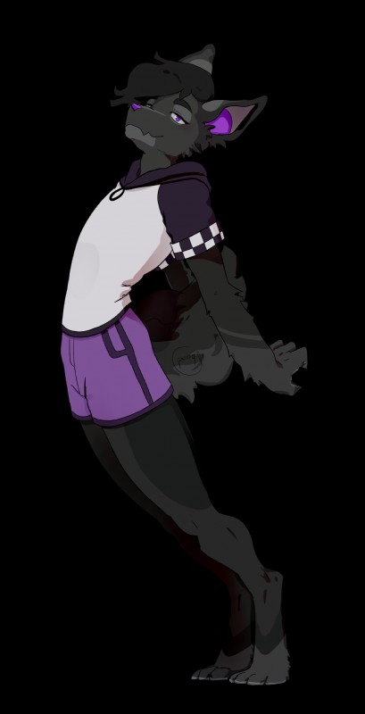 4_toes anthro arms_back barefoot biped bottomwear checkered checkered_clothing clothed clothing digitigrade feet femboy fluffy fluffy_tail fur grey_body grey_fur grey_hair grey_tail hair half-closed_eyes hoodie leaning looking_at_viewer male narrowed_eyes on_rail pattern_clothing purple_bottomwear purple_clothing purple_nose railing short_hair shorts simple_background smile snout solo standing tail toes topwear transparent_background white_clothing white_topwear pooqa terrus_(terrus_fal113) canid canine canis jackal mammal 2017 absurd_res alpha_channel digital_drawing_(artwork) digital_media_(artwork) full-length_portrait hi_res portrait