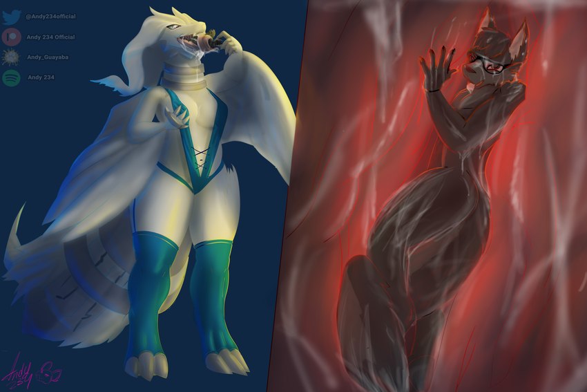 anthro anthro_pred anthro_prey breasts female female_pred male male_prey navel slightly_chubby text vore andy_234 nintendo pokemon canid canine canis generation_5_pokemon legendary_pokemon mammal pokemon_(species) reshiram wolf 3:2 absurd_res english_text hi_res