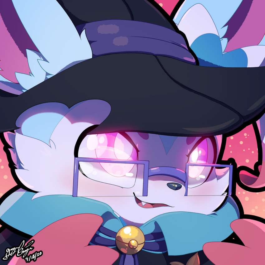 ambiguous_gender anthro clothing cute_fangs eyewear fangs glasses hat headgear headwear semi-anthro solo teeth witch_hat gingy_k_fox nintendo pokemon deltra eeveelution generation_6_pokemon pokemon_(species) shiny_pokemon sylveon 1:1 nonbinary_(lore)