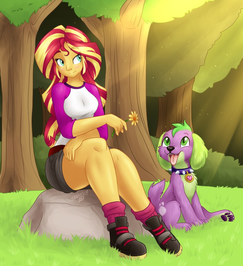 spike and sunset shimmer (equestria girls and etc) created by fizzy-dog