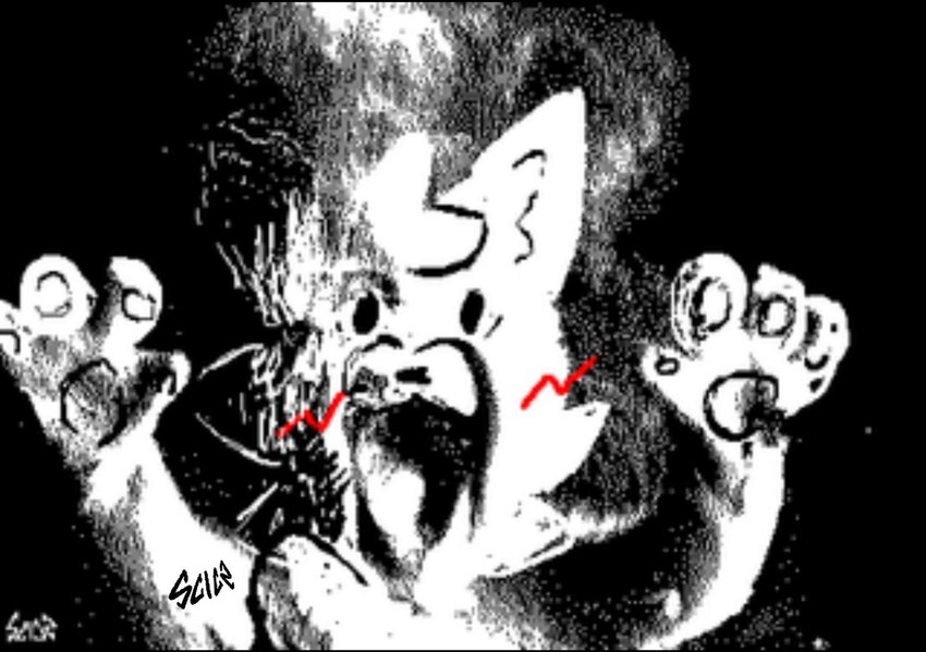 4_fingers ambiguous_gender anthro ashes baby black_background black_nose blush blush_lines dissolving dust fingers front_view fur head_tuft humor looking_at_viewer open_mouth pawpads paws raised_arms screaming simple_background solo tuft what white_body white_fur yelling young scicz ash_baby_(meme) boy_kisser_(meme) screaming_ash_baby silly_cat_(mauzymice) domestic_cat felid feline felis mammal black_and_white hi_res meme monochrome reaction_image signature spot_color