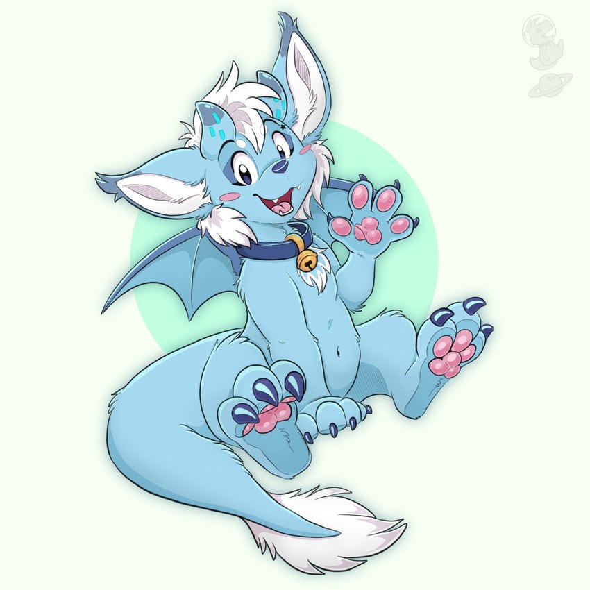 anthro big_ears blue_body blue_fur fur gesture handpads handpaw horn male male_anthro navel pawpads paws pink_pawpads slightly_chubby solo tail waving waving_at_viewer waving_hand white_body white_fur wings sparky_dino mythology cugi_the_dragon dragon furred_dragon furred_scalie mythological_creature mythological_scalie scalie 1:1 hi_res