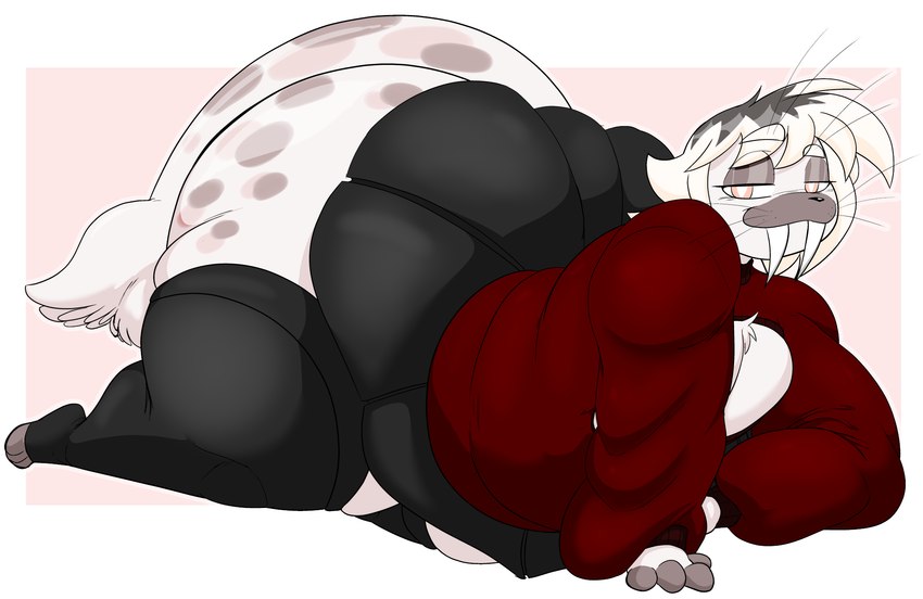 anthro big_butt bottomwear butt clothing femboy huge_butt hyper hyper_butt keyhole_sweater leggings legwear looking_at_viewer male moobs obese overweight pink_background simple_background skirt smile smiling_at_viewer solo thick_thighs tusks white_background masterj291 chai_(lucidinbed) mammal marine pinniped seal 2025 digital_media_(artwork) hi_res
