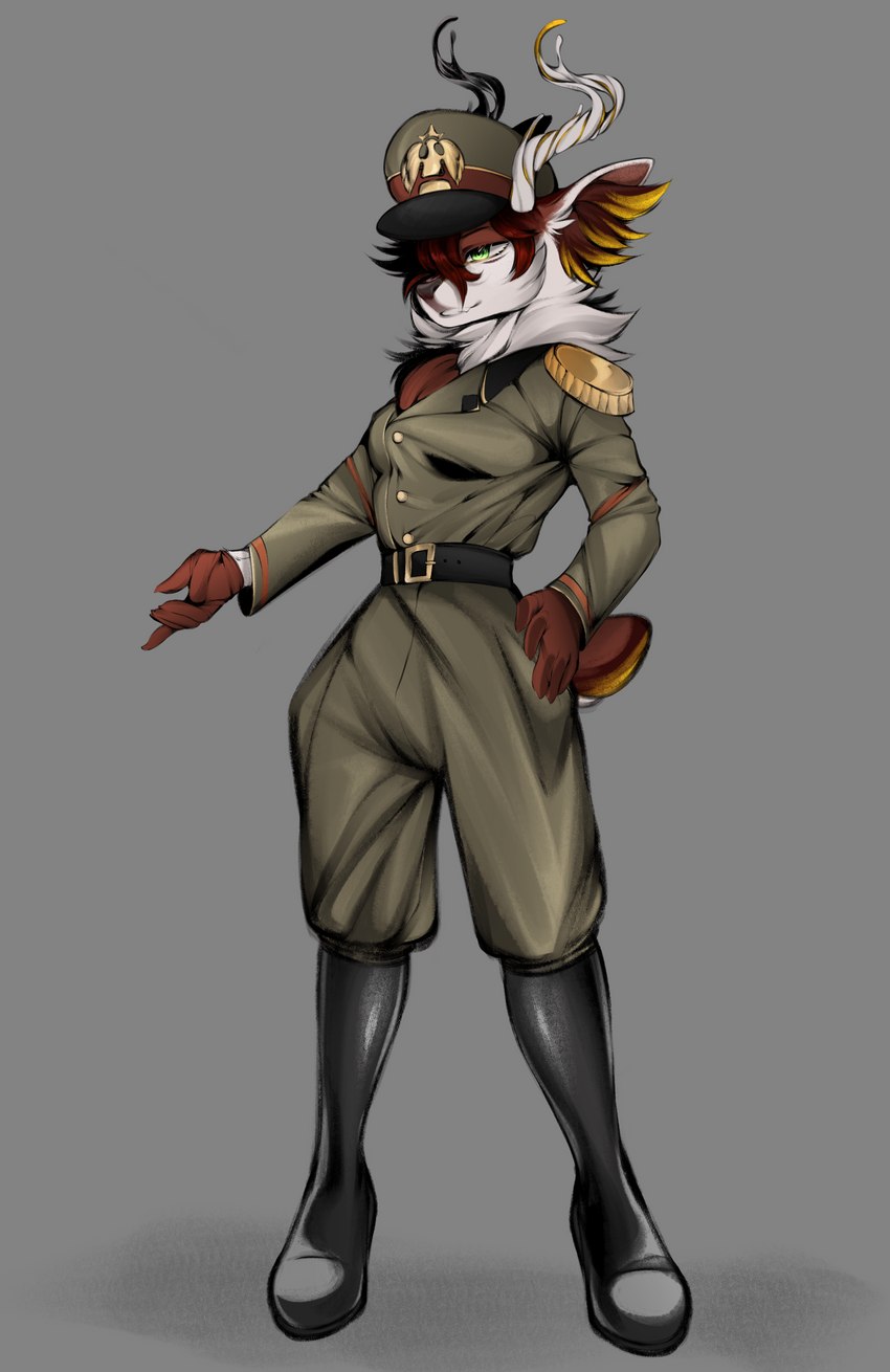 anthro boots clothing combat_boots dictator fascism fascist_italy footwear hat headgear headwear male military_cap military_clothing military_uniform mussolini shoes solo uniform mega_moppa benito_mussolini jeffavious deer mammal absurd_res hi_res