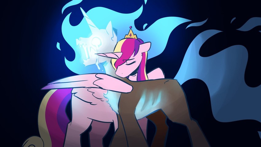 crown duo female feral fire headgear horn pink_body tiara wings redxbacon friendship_is_magic hasbro my_little_pony mythology parch_well_(oc) princess_cadance_(mlp) equid equine mammal mythological_creature mythological_equine unicorn winged_unicorn 16:9 hi_res widescreen