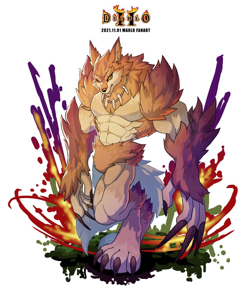 abs anthro fur male muscular muscular_anthro muscular_male pecs simple_background solo wolfmalro blizzard_entertainment diablo_2 mythology canid canine canis mammal mythological_canine mythological_creature werecanid werecanine werecreature werewolf wolf digital_media_(artwork) hi_res