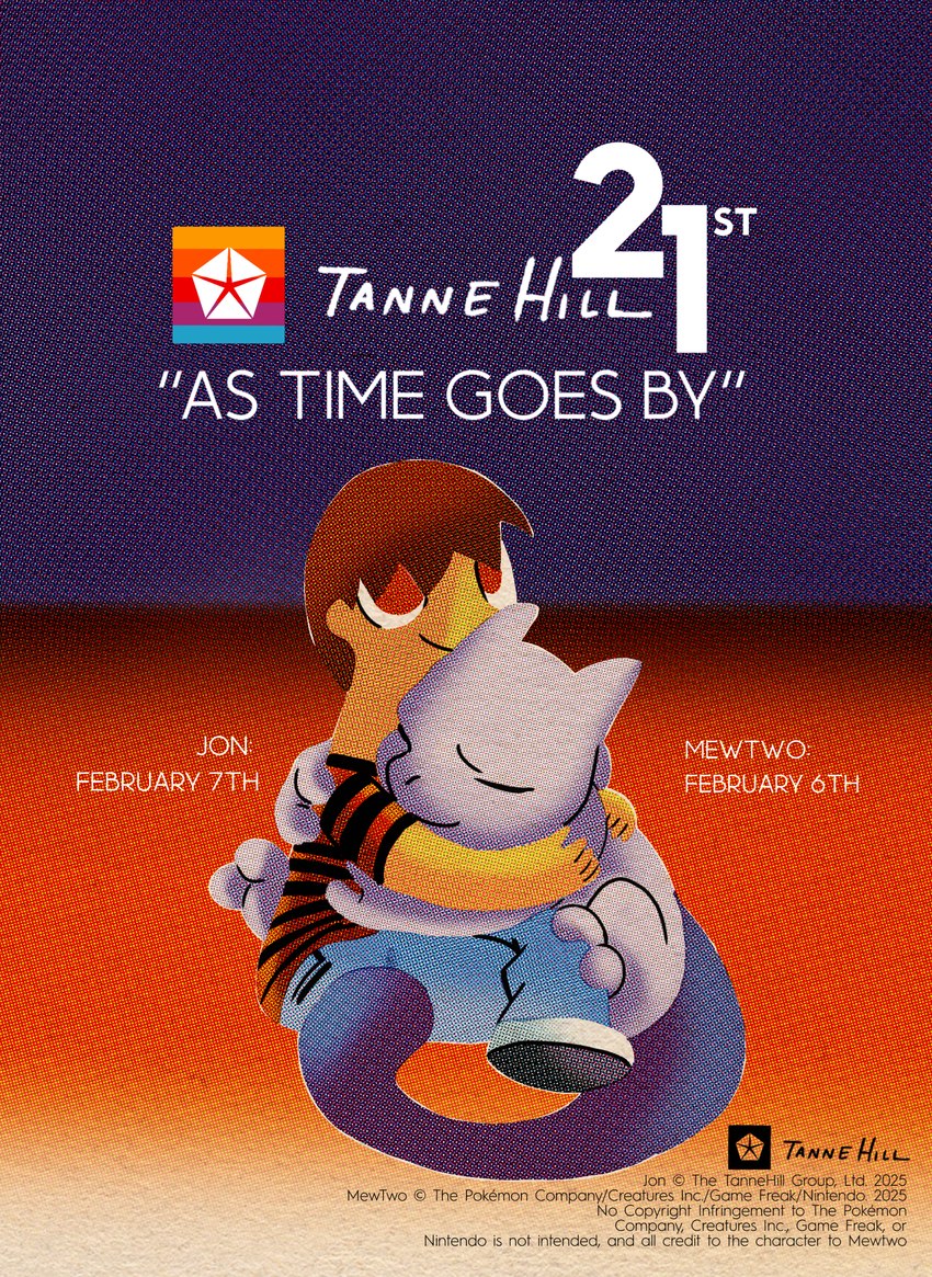 anthro birthday clothing copyright_symbol cuddling duo hug hugging_another logo love male male/male simple_background symbol tail text young young_anthro hoosierman9911a game_freak nintendo pokemon jon_(hoosierman9911a) felid generation_1_pokemon human humanoid legendary_pokemon mammal mewtwo pokemon_(species) 2025 absurd_res artist_logo copyright_name digital_drawing_(artwork) digital_media_(artwork) hi_res signature sketch