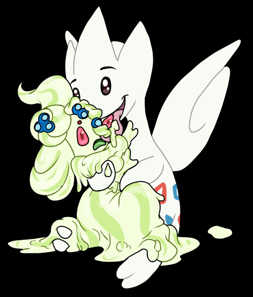 ambiguous_gender death dessert duo eaten_raw flying food killing licking tan_body tongue vore littlepinebox nintendo pokemon devour alcremie berry_sweet_alcremie generation_2_pokemon generation_4_pokemon generation_8_pokemon matcha_cream_alcremie milcery pokemon_(species) togekiss togepi togetic living_(disambiguation) alpha_channel