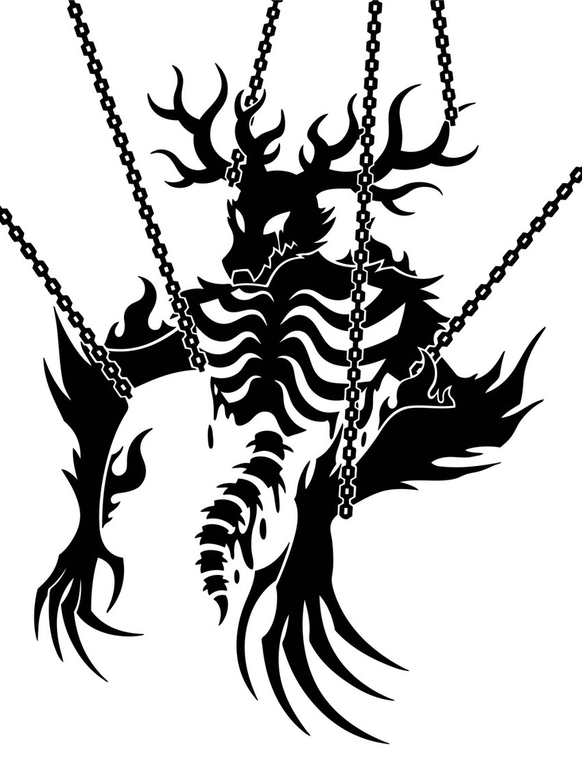 5_claws 5_fingers anthro antlers arm_tuft bisected blood bodily_fluids bound chain chained cheek_tuft claws crying elbow_tuft exposed_spine facial_tuft finger_claws fingers fire fur gore horn long_claws male male_anthro rib_cage sharp_teeth shoulder_tuft silhouette simple_background snout solo spine tears teeth tuft vertebrae white_background sunnyclockwork bloodborne fromsoftware sony_corporation sony_interactive_entertainment vicar_laurence_(bloodborne) beast_(bloodborne) canid mammal 2016 black_and_white digital_drawing_(artwork) digital_media_(artwork) hi_res monochrome