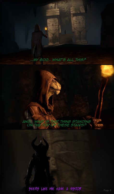 anthro armor cave clothed clothing dialogue female fully_clothed headgear helmet holding_object holding_torch hoodie inside rear_view side_view standing text topwear torch bizzyniz bethesda_game_studios microsoft skyrim the_elder_scrolls ambiguous_species argonian reptile scalie 2016 3d_(artwork) absurd_res comic detailed digital_media_(artwork) english_text hi_res source_filmmaker_(artwork)