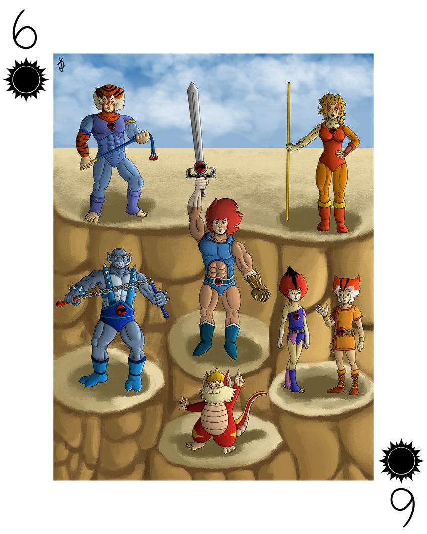 anthro card card_template custom_cards female fighting_pose group male melee_weapon nunchaku playing_card playing_card_template pose staff sword weapon whip shiromon999 thundercats thundercats_1985 cheetara lion-o panthro snarf tygra wilykat wilykit cheetah domestic_cat felid feline felis lion mammal pantherine snarf_(species) tiger 4:5 absurd_res hi_res brother_(lore) brother_and_sister_(lore) sibling_(lore) sister_(lore)