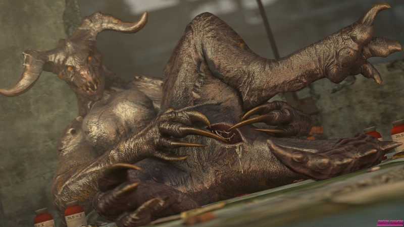 animal_genitalia anthro bodily_fluids breasts cloaca cloaca_juice female genital_fluids genitals looking_at_viewer lying non-mammal_breasts on_back presenting presenting_cloaca semi-anthro solo spread_cloaca spreading creepychimera fallout microsoft deathclaw scalie 16:9 3d_(artwork) 4k absurd_res digital_media_(artwork) hi_res source_filmmaker_(artwork) widescreen