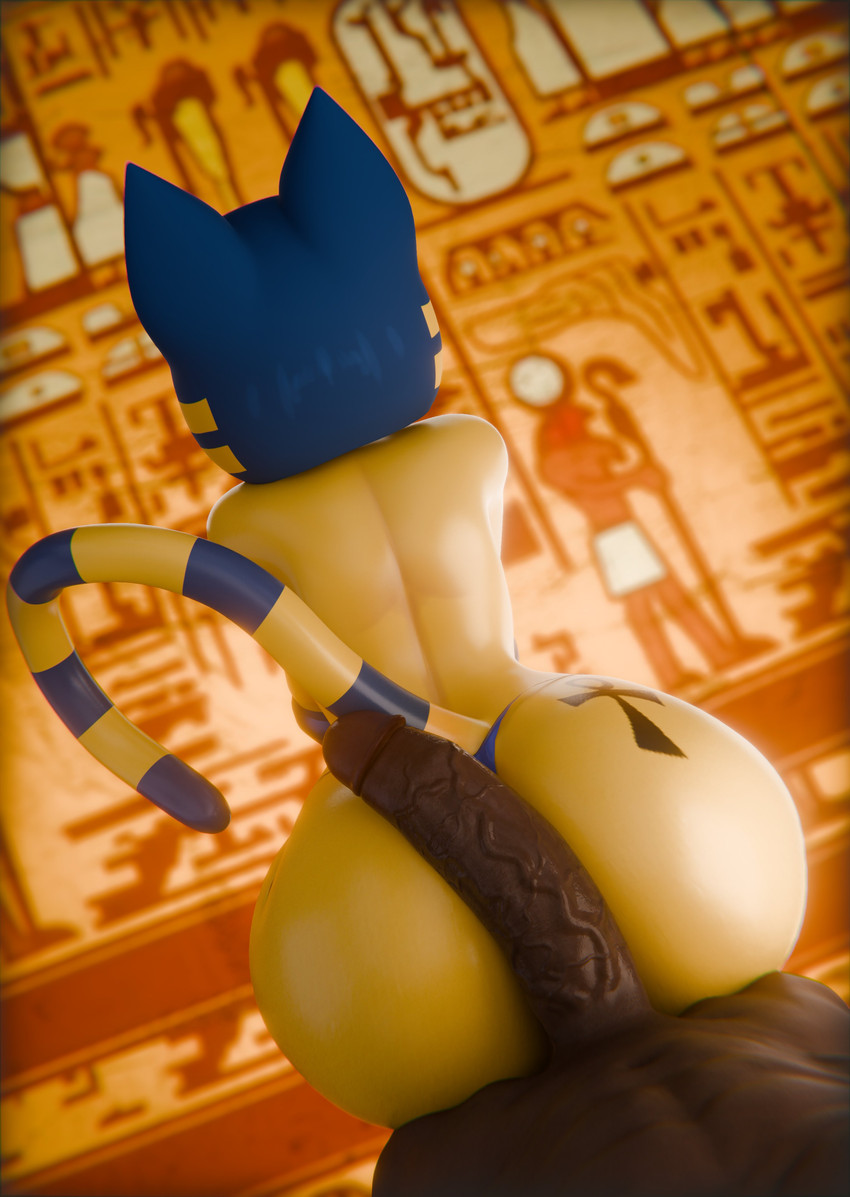 abs anthro big_butt big_penis bikini_thong blue_hair butt butt_tattoo clothed clothing dark_body dark_skin duo erection female from_behind_position genitals hair male male/female nude penis rear_view sex swimwear tail tattoo thong thong_only topless underwear underwear_only uraeus vein veiny_penis wide_hips yellow_body thevercetti hazeker_(modeler) animal_crossing egyptian_mythology middle_eastern_mythology mythology nintendo ankha_(animal_crossing) ankha_(hazeker) domestic_cat felid feline felis human mammal 3d_(artwork) absurd_res digital_media_(artwork) hi_res