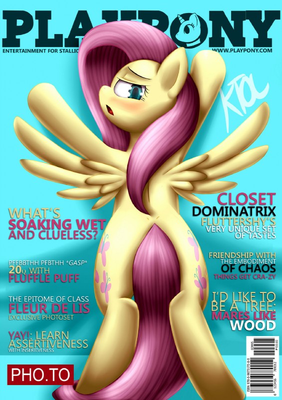 feathered_wings feathers female feral solo text wings yellow_body yellow_feathers pshyzo friendship_is_magic hasbro my_little_pony mythology playboy fluttershy_(mlp) equid equine mammal mythological_creature mythological_equine pegasus cover english_text hi_res magazine_cover url