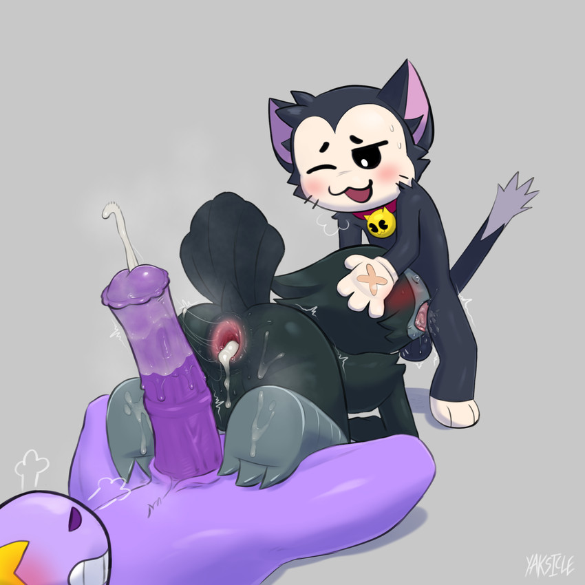 after_anal animal_genitalia animal_penis anthro anus balls beak big_penis black_body black_fur blush bodily_fluids butt collar cum cum_drip cum_from_ass cum_in_ass cum_inside cumshot deep_throat dripping ejaculation equine_genitalia equine_penis erection face_fucking feathers fellatio fur genital_fluids genitals group group_sex holding_head horn huge_penis irrumatio looking_pleasured male male/male male_penetrated male_penetrating male_penetrating_male nude open_mouth oral oral_penetration orgasm penetration penile penis penis_in_mouth pull_out sex tail threesome tongue trio yaksicle brawl_stars mythology supercell_(company) berry_(brawl_stars) crow_(brawl_stars) kit_(brawl_stars) avian bird corvid corvus_(genus) crow domestic_cat equid equine felid feline felis horse mammal mythological_creature mythological_equine oscine passerine unicorn digital_media_(artwork) hi_res