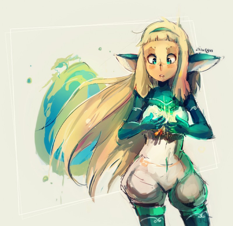 blonde_hair blue_eyes female hair long_hair magic magic_user solo silveyn ankama dofus dofus:_book_i_judith bakara_(wakfu) huppermage mammal