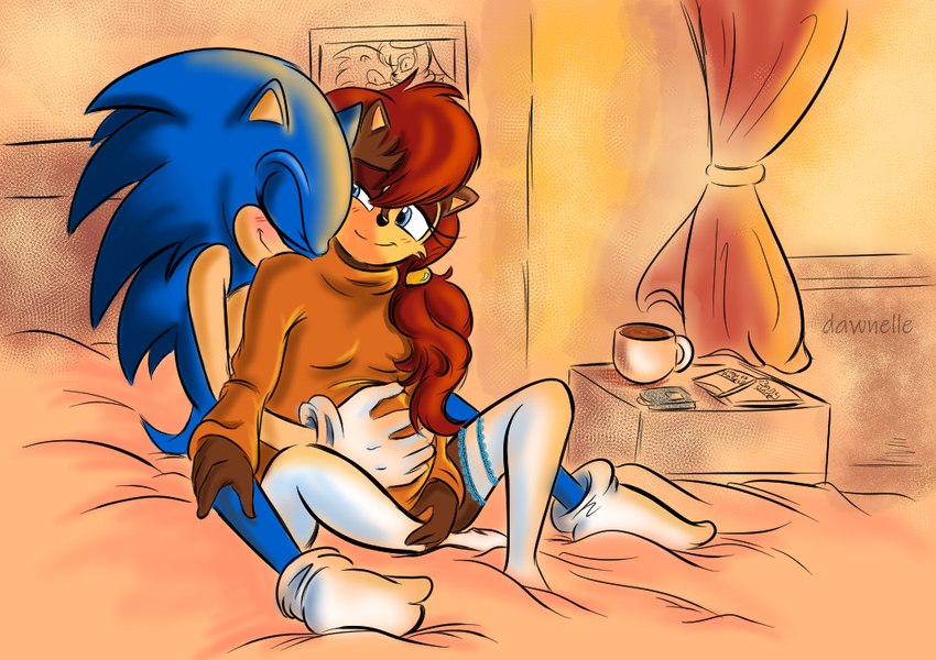 sally acorn and sonic the hedgehog (sonic the hedgehog (archie) and etc) created by dawnelle