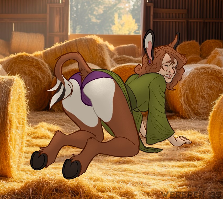 barn clothed clothing farm growth herm hooves intersex pleasure_island tail tail_growth transformation midnightyardsale wereren asinus donkey equid equine faun humanoid mammal hi_res