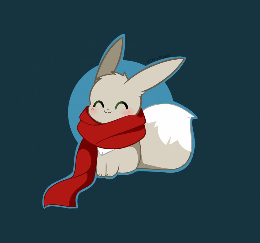 ^w^ blush daww eyes_closed feral fur grey_body grey_fur happy male scarf smile tail kittyrosie nintendo pokemon kurai_(kuraibre) canid eevee generation_1_pokemon mammal pokemon_(species) shiny_pokemon hi_res