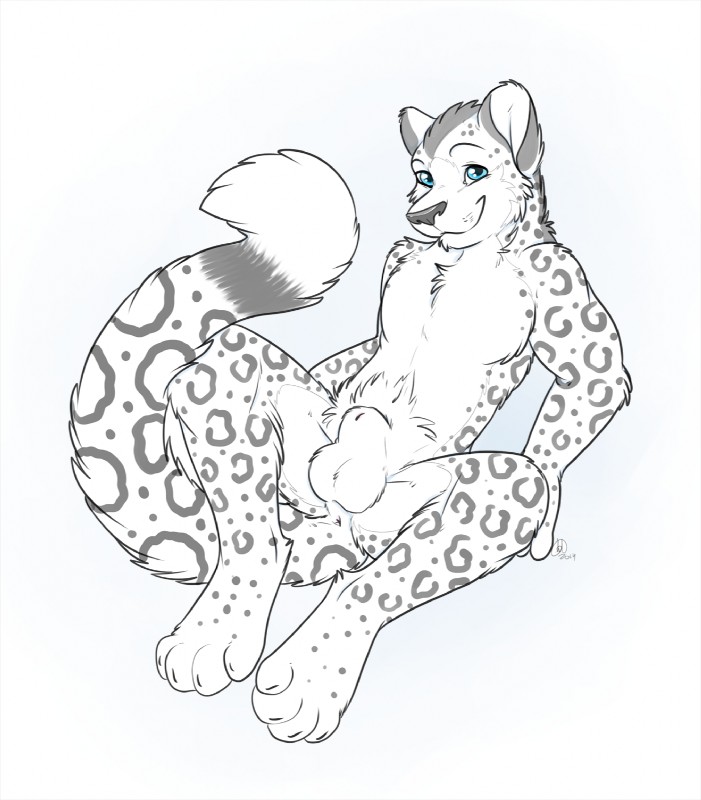 animal_genitalia anthro anus balls blue_eyes fully_sheathed genitals looking_at_viewer male nude sheath solo spreading spread_legs kwik_(artist) tsarin felid leopard mammal pantherine snow_leopard 2014 hi_res