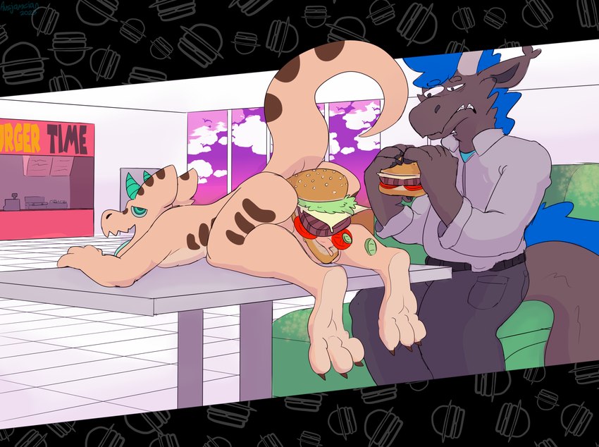 anal anal_penetration anthro assburgers burger cafeteria disgusted_face duo food food_court food_fetish food_in_ass food_insertion food_play fur improvised_sex_toy male penetration tail ausjamcian mythology ausjamcian_(character) dragon furred_dragon furred_scalie kobold mythological_creature mythological_scalie scalie hi_res