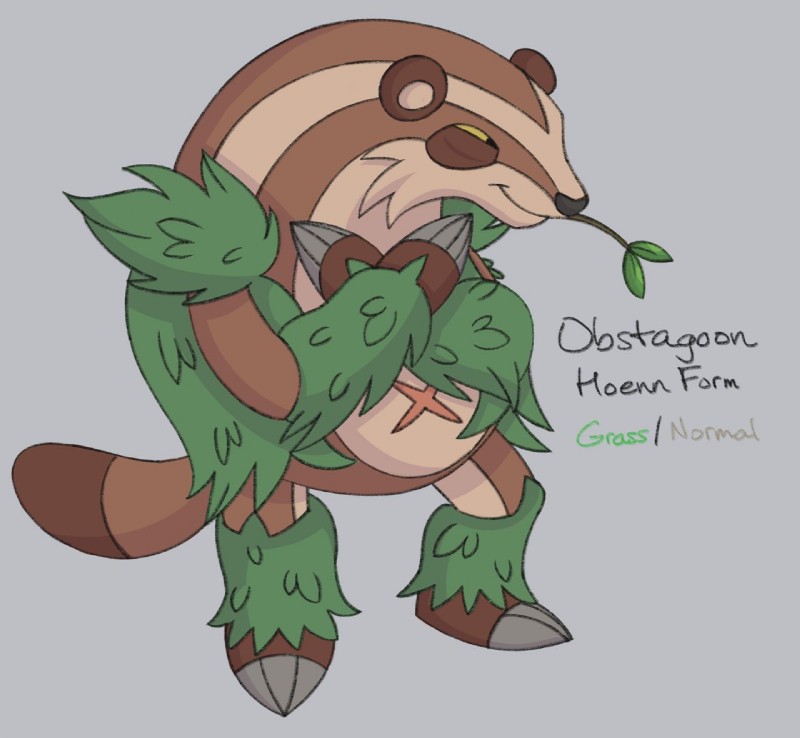 solo text itoruna nintendo pokemon canid canine generation_8_pokemon mammal obstagoon pokemon_(species) raccoon_dog tanuki 2019 digital_media_(artwork) english_text