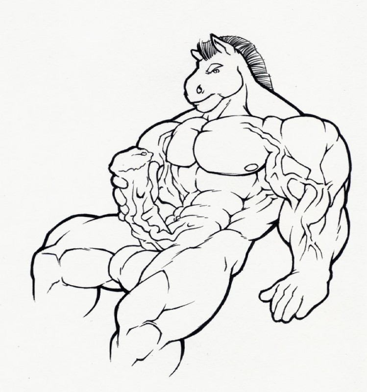 animal_genitalia animal_penis anthro balls big_balls biped equine_genitalia equine_penis erection genitals male masturbation muscular muscular_anthro muscular_male nude penile penile_masturbation penis sitting solo tkc2021 equid equine horse mammal black_and_white monochrome sketch