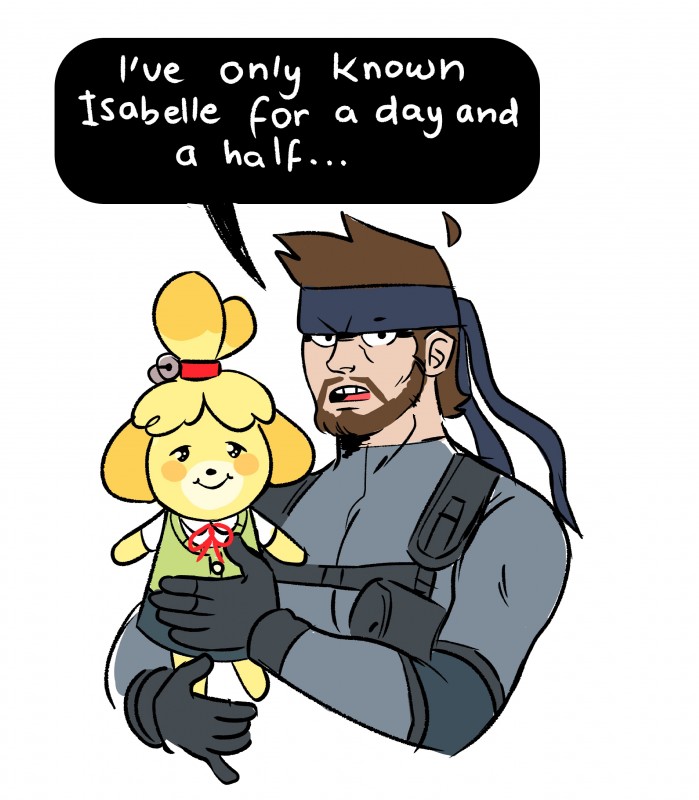 isabelle and solid snake (i've only had arlo for a day and a half and etc) created by fudgeapple