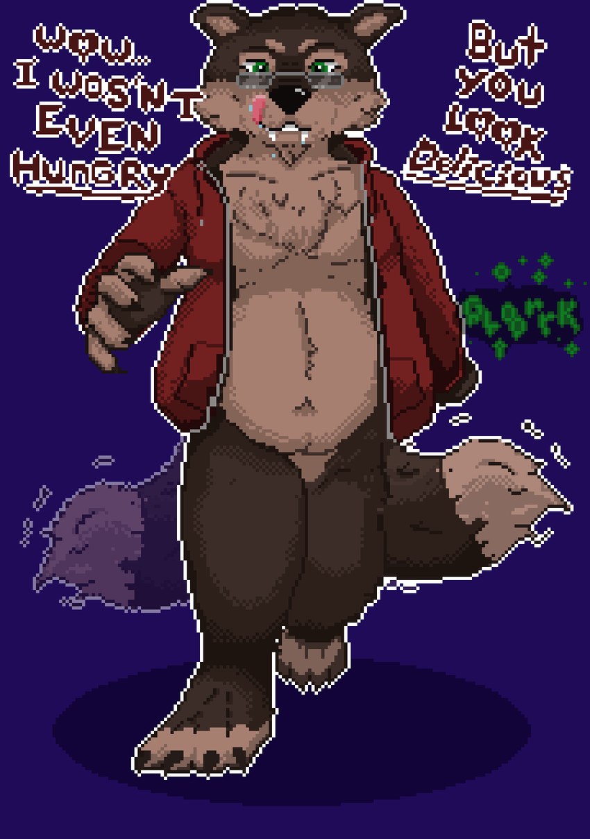 anthro bodily_fluids drooling imminent_vore licking licking_lips male rumbling_stomach saliva solo tail tail_motion tailwag tongue vore burgundy_wolf burgundy_wolf_(character) canid canine canis mammal wolf aseprite_(artwork) digital_media_(artwork) hi_res pixel_(artwork) nonbinary_(lore)