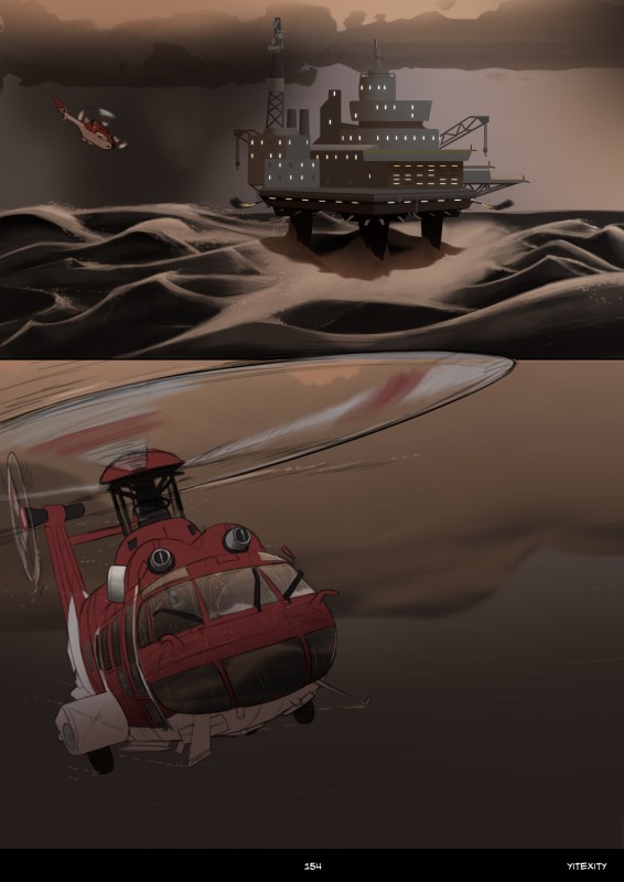 aircraft helicopter motion_lines oil_rig outside raining sea vehicle water zero_pictured yitexity disney zootopia 2019 absurd_res comic hi_res