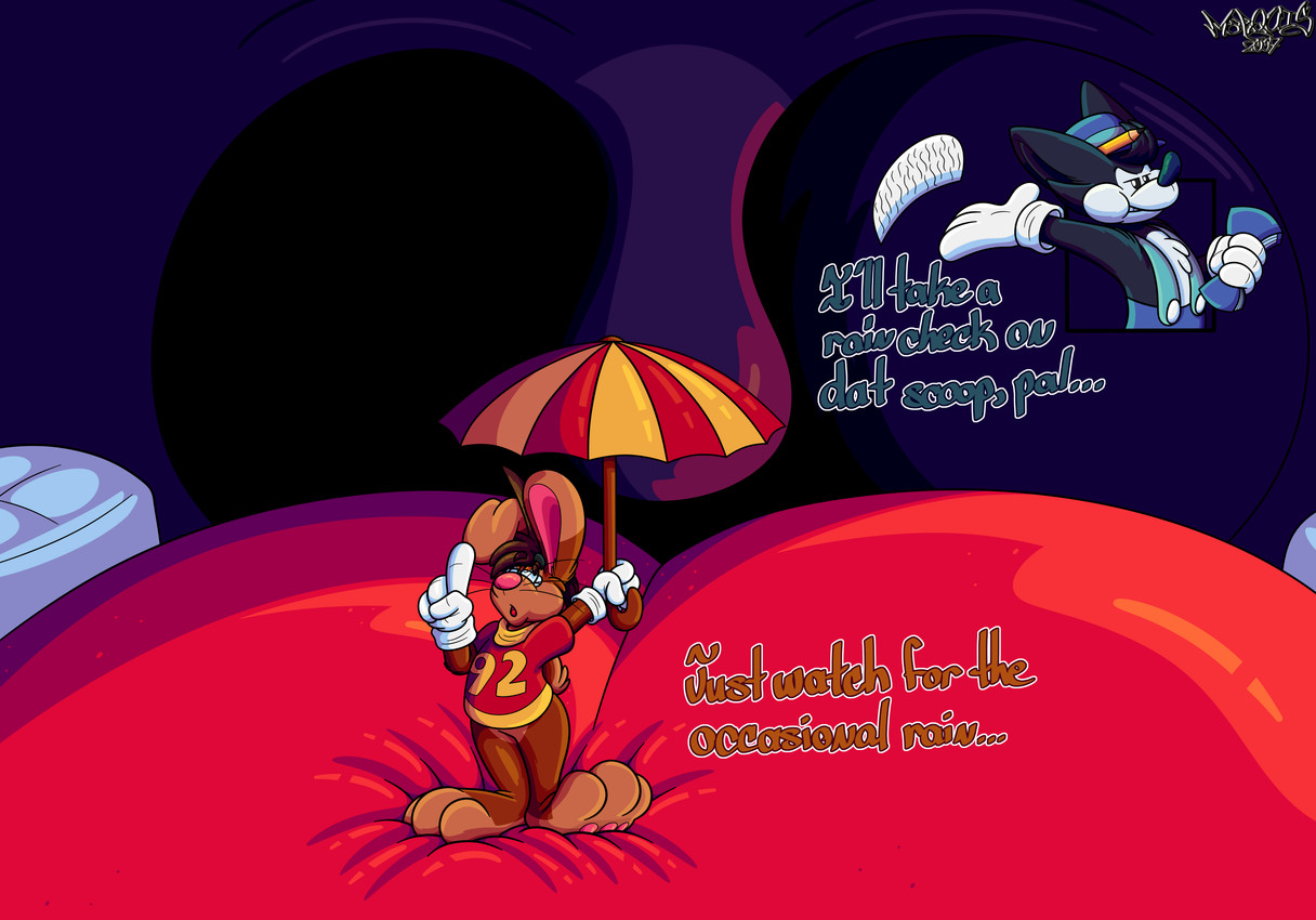 3_toes 4_fingers anthro big_feet big_tongue cartoon_gloves cheek_bulge duo feet fingers inside_mouth male male/male mawplay open_mouth pawpads paws red_tongue soft_vore soles tail toes tongue toony umbrella uvula vore whiskers marquis2007 foley_(tamerkoh) roderick_(tamerkoh) canid canine fox lagomorph leporid mammal rabbit absurd_res hi_res