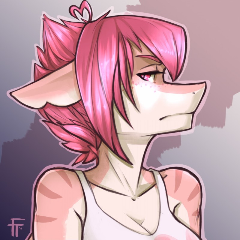 anthro breasts cleavage clothed clothing eyebrows eyelashes female hair medium_breasts non-mammal_breasts pink_eyes pink_hair short_hair solo firetally shrimp_(uk_brony) fish marine shark 1:1 2019 digital_media_(artwork) hi_res