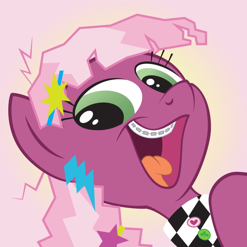 1980s_theme alternative_fashion braces female glamrock green_eyes happy heart_symbol open_mouth solo teeth juniberries friendship_is_magic hasbro my_little_pony cheerilee_(mlp) equid equine horse mammal pony 1:1 absurd_res hi_res superabsurd_res