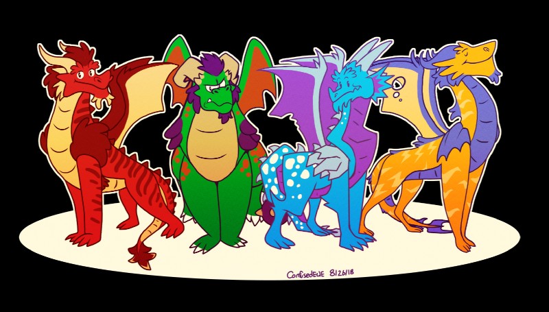 3_toes blue_body blue_scales feet feral green_body green_scales group horn looking_at_viewer male quadruped red_body red_scales scales smile spikes standing tail toes toony wings yellow_body yellow_scales confusedewe activision mythology spyro_the_dragon the_legend_of_spyro cyril_(spyro) ignitus terrador volteer dragon mythological_creature mythological_scalie scalie 2018 alpha_channel