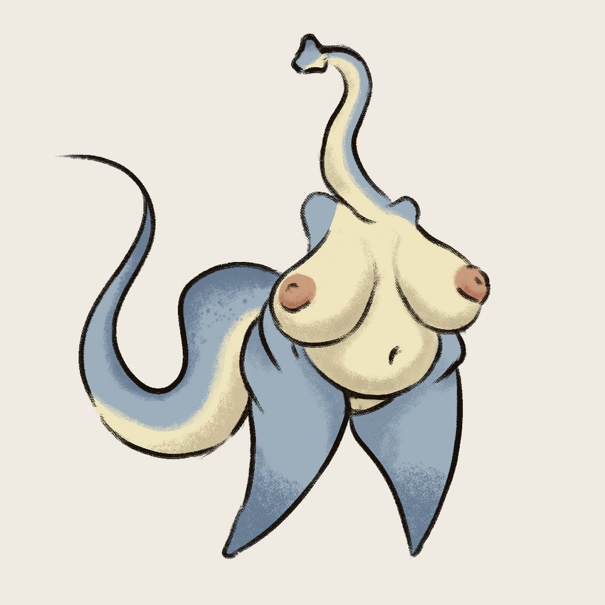 anthro areola belly big_belly big_breasts blue_body blue_tail breasts eyeless female front_view genitals grey_background long_neck mouthless navel nipples nude overweight overweight_anthro pussy red_areola red_nipples simple_background solo standing tail yellow_body yellow_breasts yellow_tail upai breana_(upai) dinosaur prehistoric_species reptile sauropod sauropodomorph scalie 1:1 full-length_portrait portrait