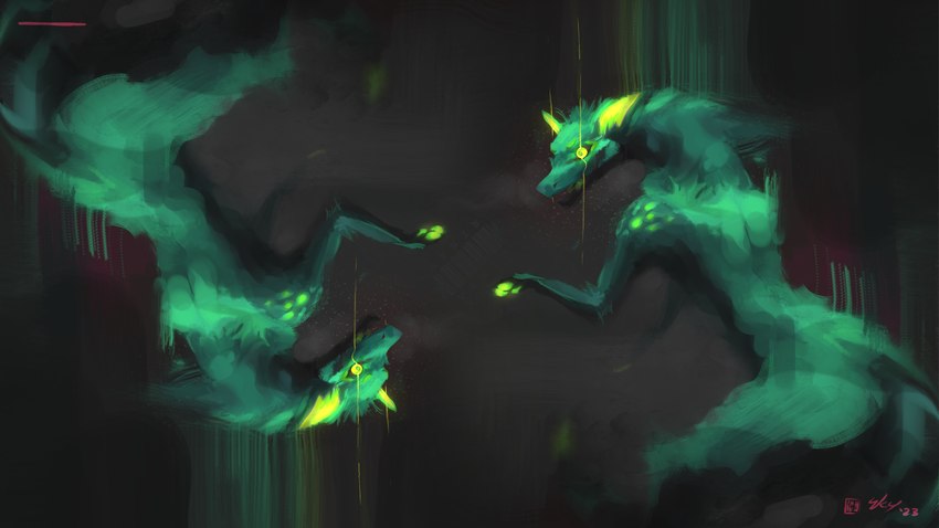 feral morisaki painting paws skybirby artfight canid canine canis domestic_dog mammal 16:9 4k absurd_res hi_res widescreen