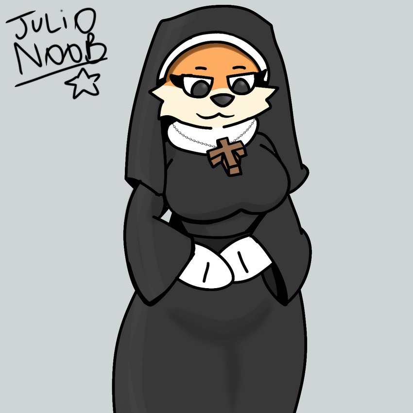 anthro female nun nun_outfit solo julionoob100 canid canine canis domestic_dog mammal 1:1 hi_res