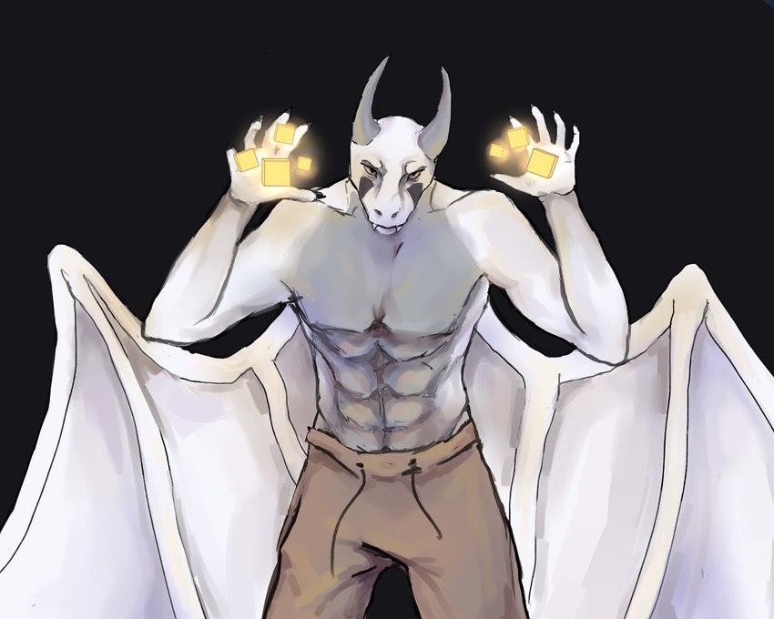 anthro bottomwear clothing magic magic_user male membrane_(anatomy) membranous_wings pants pexequno shirtless solo wings mythology elvor_xaetri dragon mythological_creature mythological_scalie scalie 5:4 absurd_res hi_res