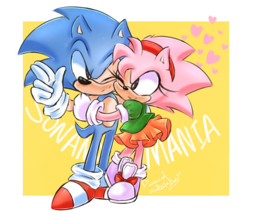 amy rose and sonic the hedgehog (sonic the hedgehog (series) and etc) created by diawaterfalls