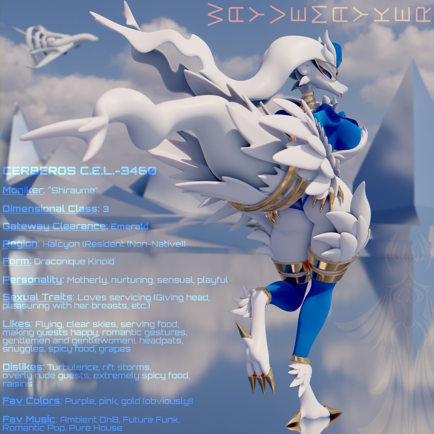 abstract_background accessory aircraft airplane ankle_band ankle_tuft anthro anthrofied big_breasts big_butt biped blue_clothing blue_eyes blue_sclera blue_sky bodysuit breasts butt chest_fur chest_tuft claw_fingers claws clothed clothing cloud collar curvy_figure eyewear feet female finger_claws flight_attendant fluffy fluffy_chest fur furgonomics gesture glasses goggles gold_(metal) gold_jewelry gue_out hand_on_butt hat headgear headwear heart_eyes heart_symbol jet jewelry leg_tuft legband long_ears looking_at_viewer narrowed_eyes neckband necklace neckwear pokemorph pose science_fiction seductive skimpy skimpy_dress skinsuit sky solo suggestive suggestive_gesture tail tail_accessory tailband text tight_clothing toe_claws tongue tuft vehicle white_body white_fur wings wayvemayker blender_eevee blender_eevee_next mythology nintendo pokemon ramriel_airlines shiraume_(wayvemayker) dragon furred_dragon furred_scalie generation_5_pokemon legendary_pokemon mammal mythological_creature mythological_scalie pokemon_(species) reshiram scalie 1:1 3d_(artwork) absurd_res blender_(artwork) digital_media_(artwork) english_text hi_res pinup