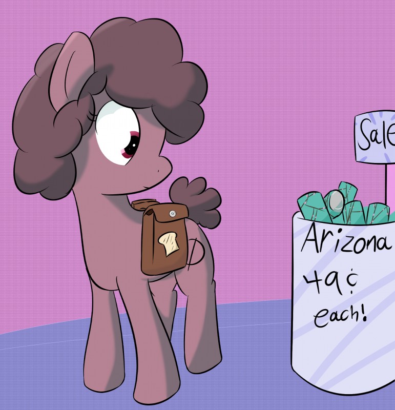 ambiguous_gender bread cent_sign currency_amount currency_symbol cutie_mark feral food for_sale_sign fur hair number pink_background price purple_body purple_eyes purple_fur purple_hair saddle_bag sign simple_background solo symbol text wenni arizona_iced_tea hasbro my_little_pony bread-pone fan_character earth_pony equid equine horse mammal pony 2016 absurd_res english_text hi_res