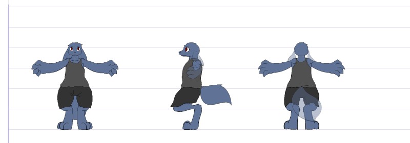 bottomwear clothed clothing digitigrade floppy_ears fluffy fluffy_tail male shirt shorts simple_background solo spread_arms standing tail tank_top topwear lagotrope kappi alien canid canine mammal neumono 2013 digital_media_(artwork) hi_res model_sheet