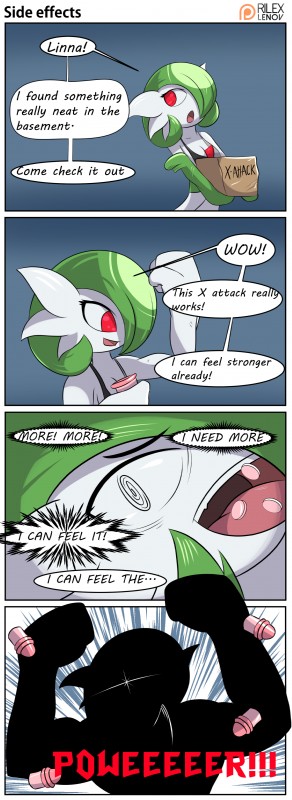 breasts clothed clothing dialogue female green_hair hair medicine not_furry open_mouth red_eyes solo text rilex_lenov nintendo pokemon midori_(rilex_lenov) gardevoir generation_3_pokemon mammal pokemon_(species) 2017 absurd_res comic digital_media_(artwork) english_text hi_res