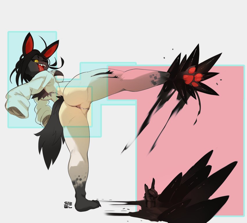 4_toes action_pose anthro barefoot black_body black_fur black_hair breasts claws clothed clothing feet female ferrofluid fully_clothed fur hair open_mouth pawpads paws pose red_pawpads red_tongue soles spread_toes toe_claws toes tongue yellow_eyes swiwwel mir_(swiwwel) canid canine goo_creature goo_humanoid humanoid mammal 2024 absurd_res digital_drawing_(artwork) digital_media_(artwork) hi_res